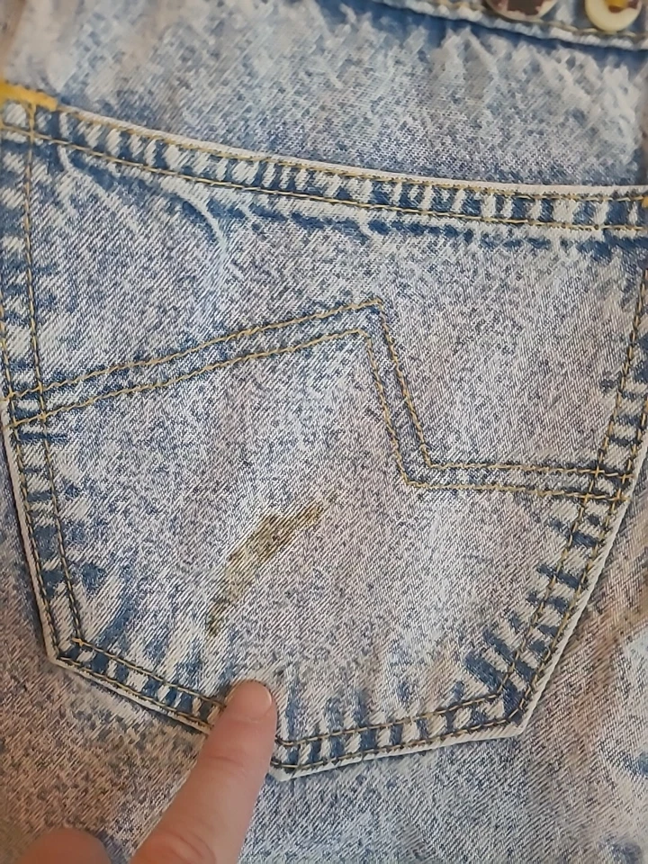 复古 20 世纪 80 年代 Joujou 蓝色牛仔裤 ~ 酸洗嬉皮风格 ~ 5/6 码 — 第 2/4 张图片