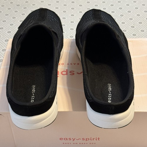 Easy Spirit Traveltime Part Suede Slip On Flat Mule Slippers UK 10 Black / White - Picture 16 of 24