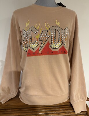 AC/DC Women's Embellished Highway To Hell Crew Sweatshirt Size S
