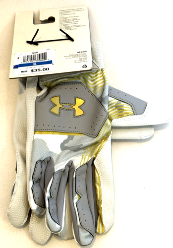 NEU - UNDER ARMOUR UA Clean Up Camo weiß grau Baseball Schlaghandschuhe Herren XL