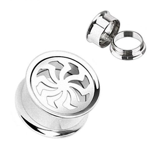 Flesh Orecchio Piercing Tunnel Plug Acciaio Inox Ventaglio Stella Sole - Foto 10