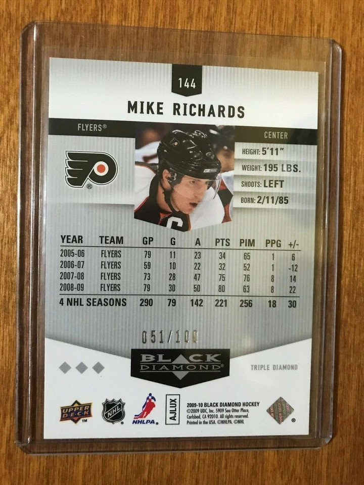 2009-10 Upper Deck Black Diamond Single Ruby 051/100 #144 Mike Richards Hockey - Image 2 of 2