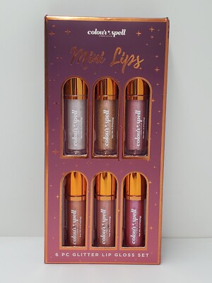 Colour Spell 6 PC GLITTER MINI LIP GLOSS SET Ice Pink Peach Gold Bronze Copper
