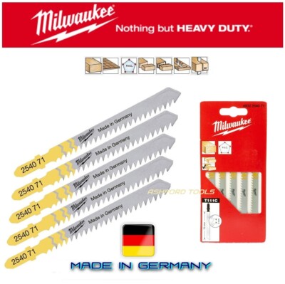 Milwaukee Stichsägeblätter Set x5 für Holzschneiden Stichsäge T-Schaft Cutterblatt