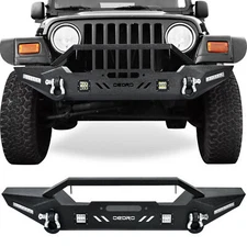 OEDRO Front Bumper Crawler Bumper for 1987-2006 Jeep Wrangler YJ TJ w/LED Lights
