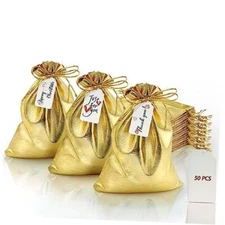 50Pcs Gold Drawstring Gift Bags, 8x12in Jewelry Bags Drawstring 8x12 in