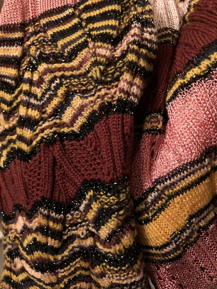 NUEVO MISSONI Nrdstrm Bufanda Lana Onda Blanca ZigZag Brillo Rosa Naranja Marrón Granate Foto 2 de 4