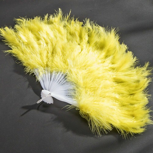 Feather Fans Hand Held Folding Plastic Dance Show Retro Vintage Look Party Decor - Picture 18 of 22