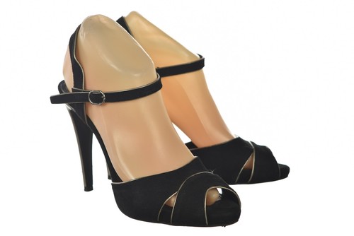 Zapatos para mujer Ralph Lauren Collection talla 8 negros tacones de cuero gamuza - Imagen 2 de 6