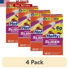 Gallon Size Slider Storage Bags 60 Count Easy Seal Expandable Bottom Food Bags