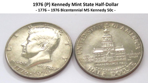 1976 (P) 50c Bicentennial Kennedy Stempelglanz MS = 200th Independence Anniv