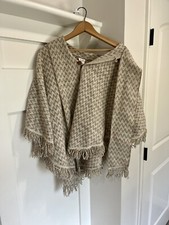 Vtg Confecciones Artilana Aztec Tijuana Chevron Poncho Shawl 100 Wool Cottage