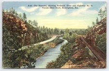 Florida Short Route Birmingham Vintage Postcard Railroad Alabama Posted 1952