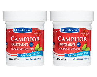 DE LA CRUZ  11% CAMPHOR OINTMENT PAIN RELIEVING RUB 2.5 OZ  Exp 11/2027 (2 JARS)