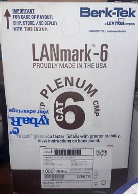 LANmark-6 Cat 6 Plenum 4- Pair UTP Cable, White , 1000 ft.,