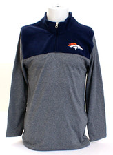 NFL Team Apparel Broncos Gray  Blue 1/4 Zip Fleece Pullover Youth Boy's XL NWT
