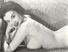 Original 1940s-60s Nude Real Photo- Older Super Endowed Woman- Lies On Sofa