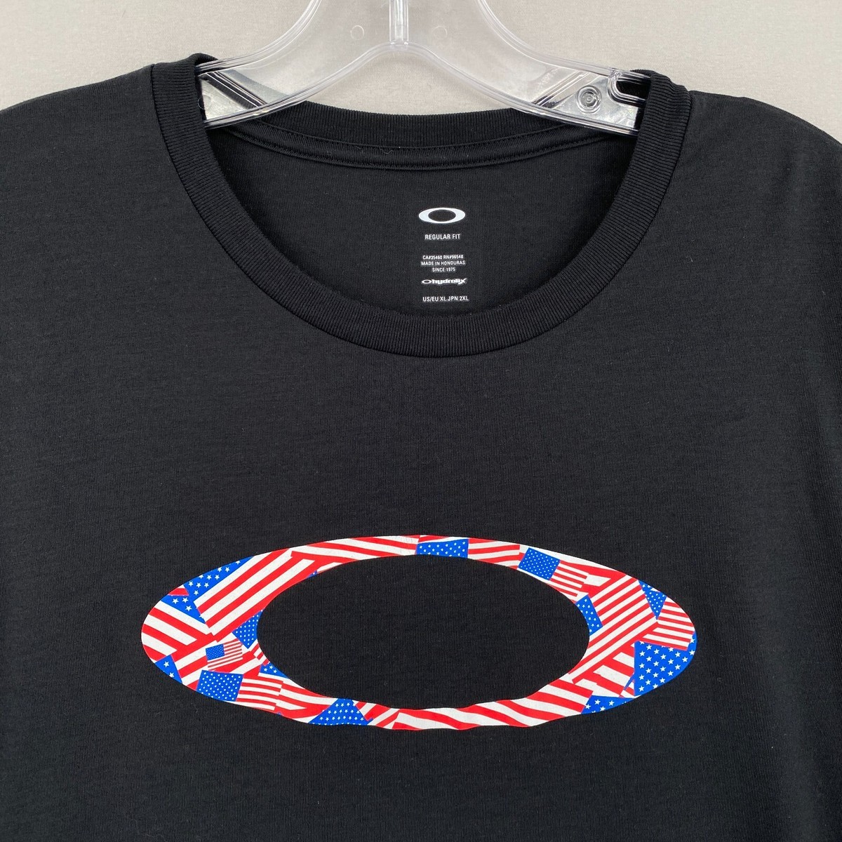Oakley USA Flag Logo T-Shirt Men Size XL Black Short Sleeve