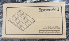 SpaceAid Spice Jar Set; 32 Jars, 386 Labels, Chalk Marker & Funnel - NEW 