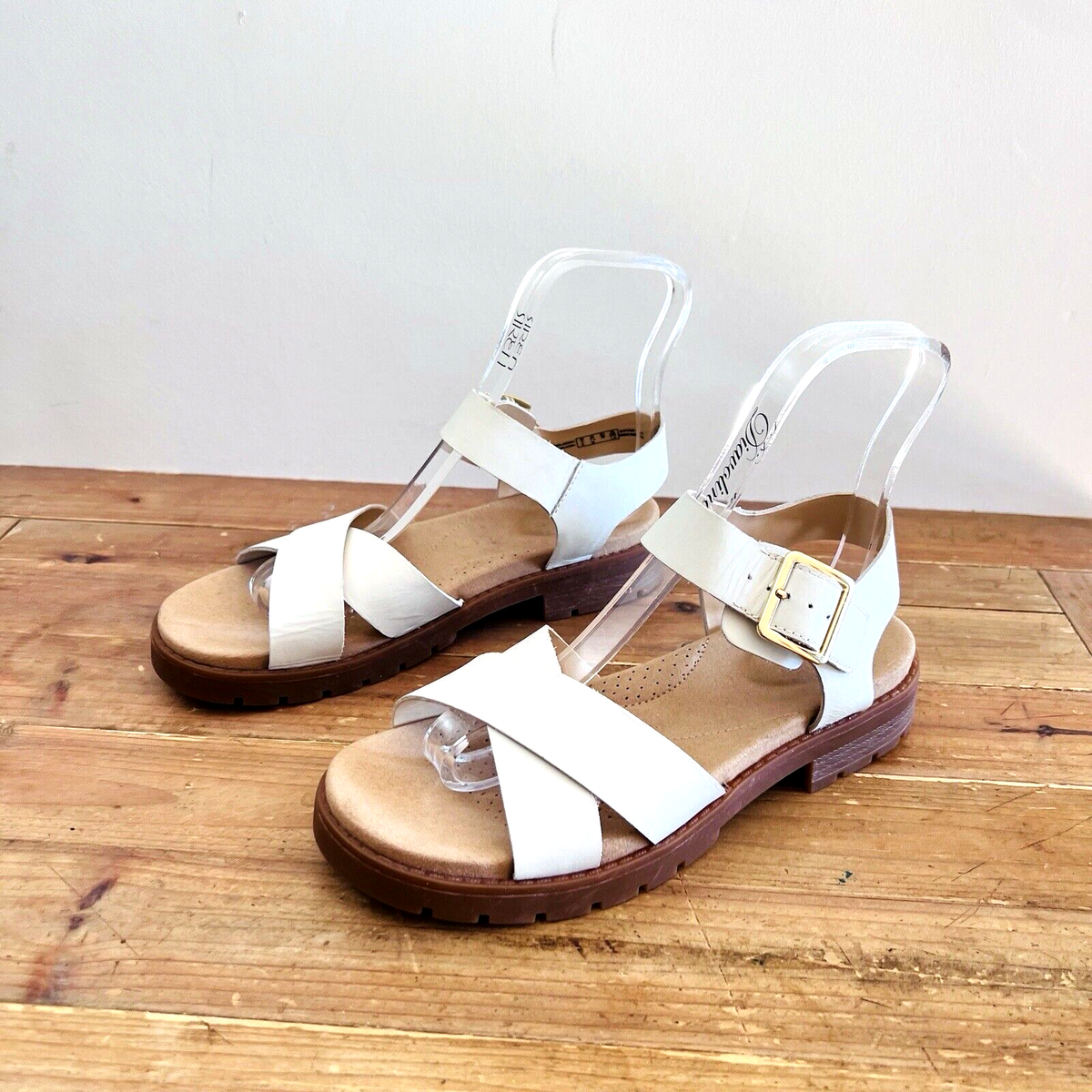 Clarks Leather Sandals Size 38 Womens Ankle Strap Summer Sandals