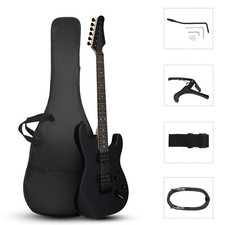 GST 39in Electric Guitar Set w/ H-H Pickups Strap Bag Plectrum for Heavier Rock