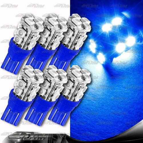 6x Blue SMD 12 LED 12v Replacement T10 Wedge Light Bulb 194 2450 2652 2921 2825 - 第 1/2 張圖片