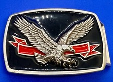 Hunting Flying Diving Patriotic American Bald Eagle Award Ribbon Belt Buckle