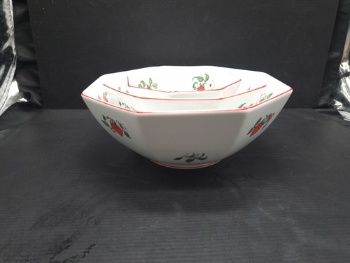 Fitz And Floyd Fraise De Bois Set Of 3 Vegetable Bowls Excellent Condition - Picture 3 of 15