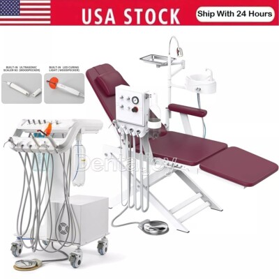 Portable Dental Delivery Unit Mobile Cart Syringe Suction Air Compressor /Chair