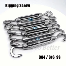M4-M24 Turnbuckle Rigging Screw Eye Hook Jaw Straining Tensioner A2/A4 Stainless