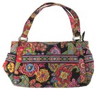Vera Bradley Parisian Paisley  Zip Closure Black & Multicolor Silver Rings Purse