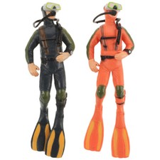 2x Fish Tank Divers Realistic Diver Figurine Aquarium Landscaping Prop Decor