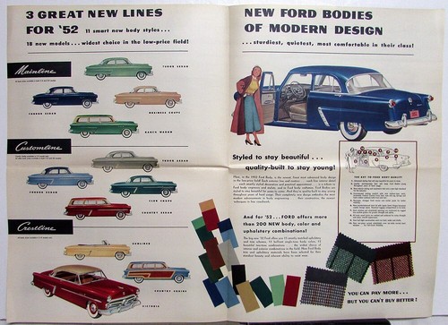 1952 Ford Mainline Customline Crestline Color Sales Folder XL Original - Picture 2 of 4