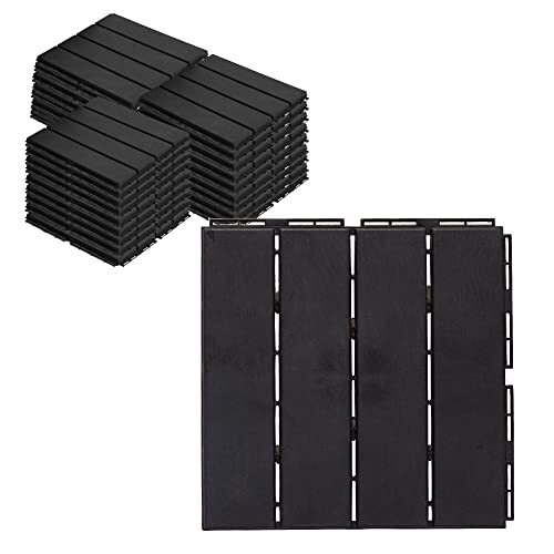 27PCS Deck Tiles Wood Flooring Interlocking Balcony Patio Paver Outdoor 12"X12" - Picture 31 of 42