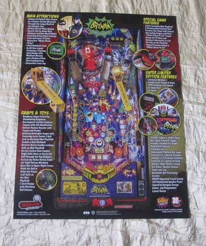 2016 STERN BATMAN 66 SLE PINBALL FLYER - Picture 2 of 2
