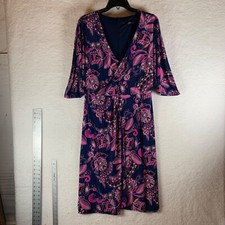 Trina Turk Women's Navy Pink Floral Paisley Faux Wrap Midi Dress 9181