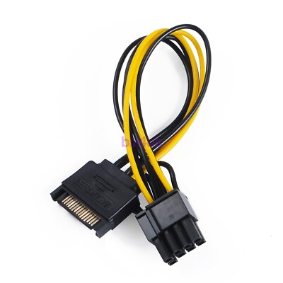 8'' Inch 15-pin SATA Male to 8-pin (6+2) PCI-E PCI Express Power Adapter Cable