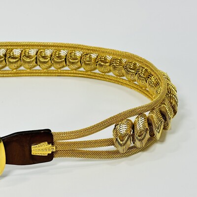 Vintage Leather & Gold Filigree Belt Size 80 / 32 NANNI Made 