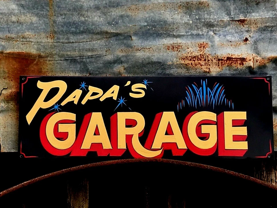 Letrero personalizado o pintado de garaje de papá Hot Rat Rod Shop arte a rayas Foto 2 de 4