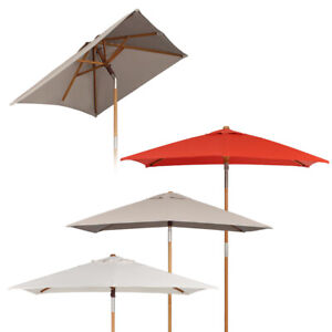 Holz Sonnenschirm 2 X 1 5m Eckig Gartenschirm Terassenschirm Marktschirm Uv50 Ebay Sonnenschirm 2 5m