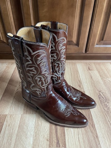 Justin Brown Patent Leather Cowboy Boots 12D! Nice! Make An Offer!