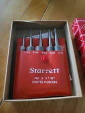 STARRETT CENTER PUNCHES SET 1/16" TO 5/32" 5 PC NO. S 117 MADE IN USA Vintage