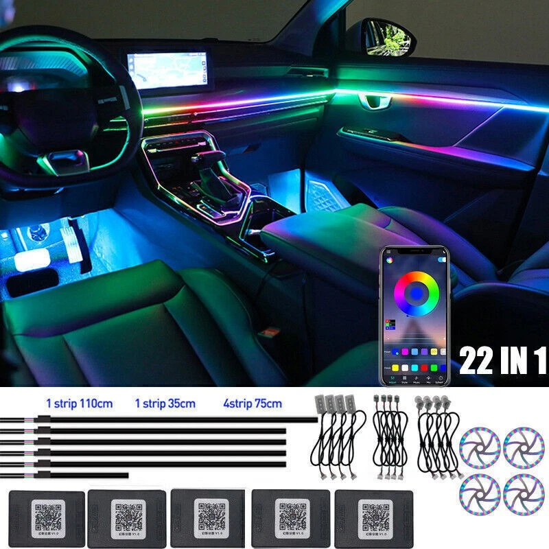 RGB LED Hide Car Interior Neon Atmosphere Ambient Light Bulb Lamp Accessory - Image 2 of 4