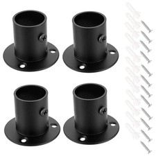 4 Packs Stainless Steel Pole Sockets Flange Rod Holder, Wall Mount Pipe Brack...