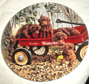 1993 'WAGON TRAIN' CHOCOLATE LABRADOR  PUPPIES COLLECTOR PLATE/J. GADAMUS