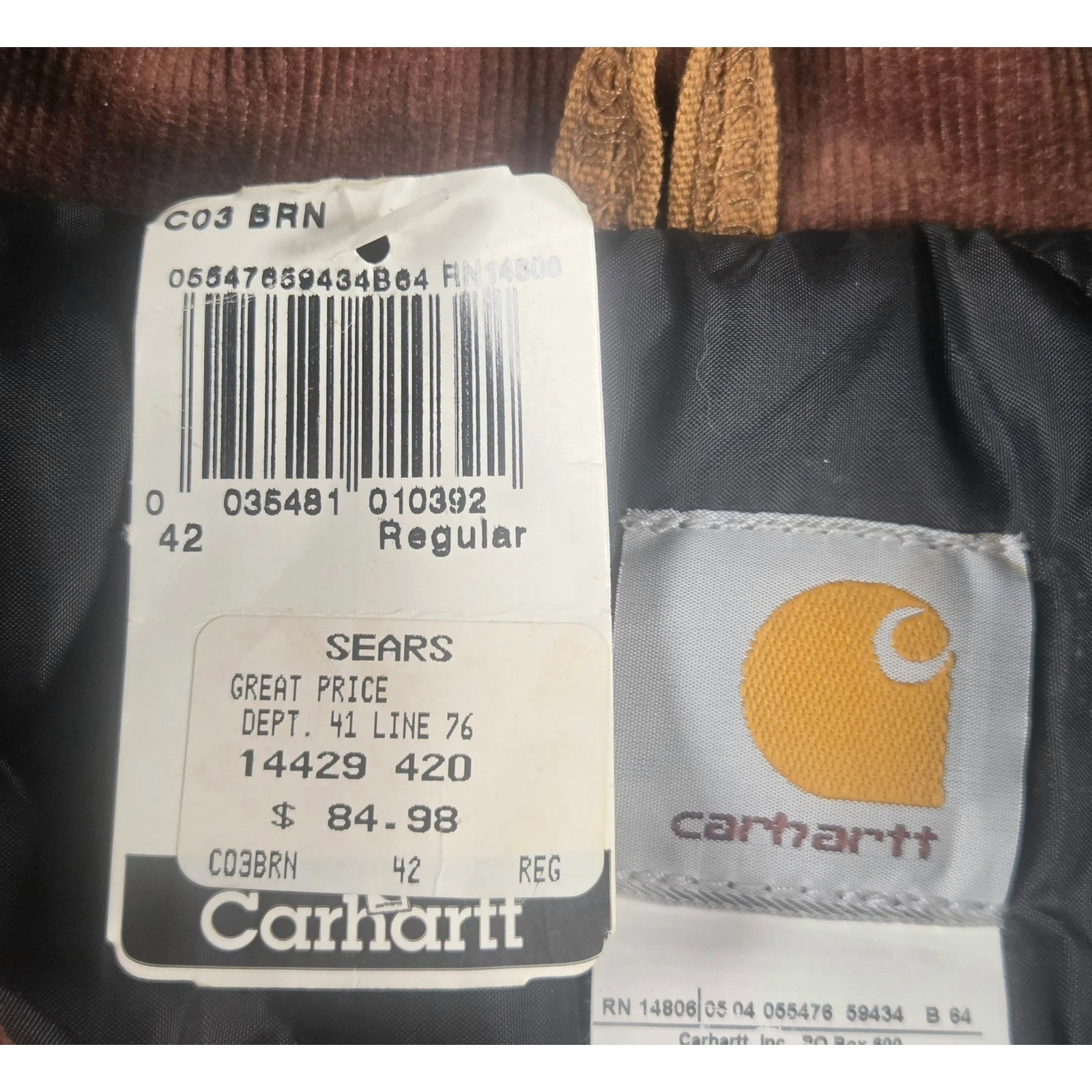 NWT Vtg Carhartt Arctic Quilt Lined Workwear Jacket UNION USA 42 Reg CO 03 BRN image 4