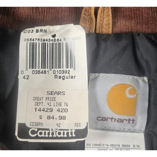 NWT Vtg Carhartt Arctic Quilt Lined Workwear Jacket UNION USA 42 Reg CO 03 BRN image 4