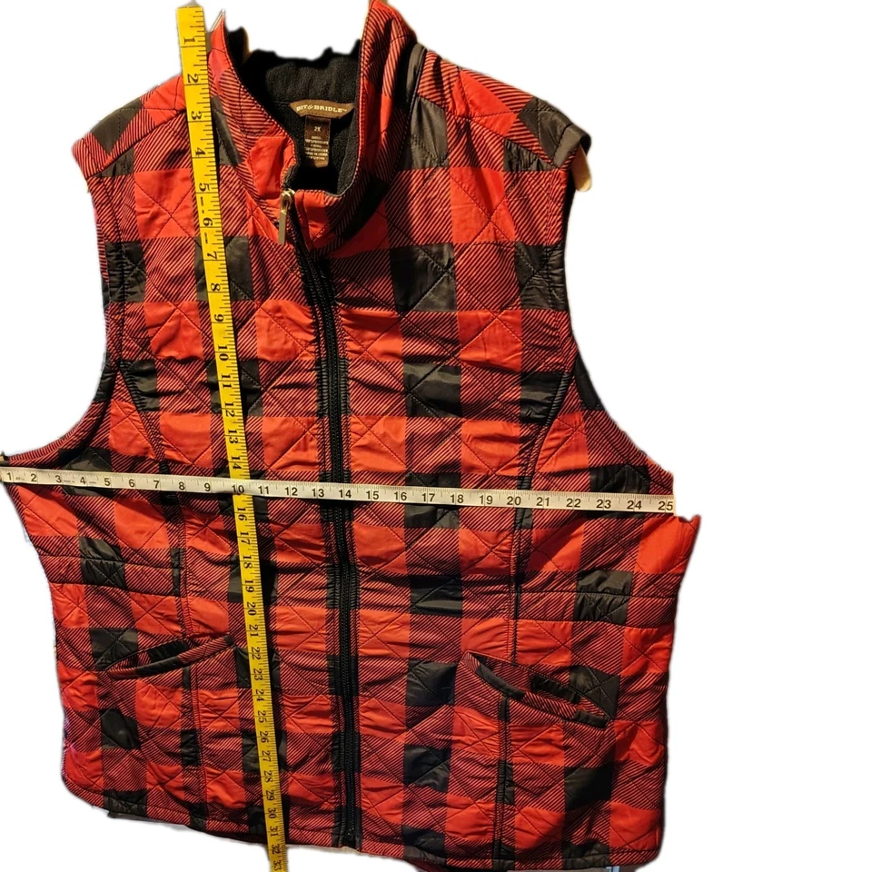 CHALECO A CUADROS BIT & BRIDLE ECUESTRE ROJO Y NEGRO ACOLCHADO BÚFALO, MUJER 2x Foto 4 de 4