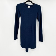 9-H15 Long Sleeve Knit Dress Navy Blue Tie Back XS
