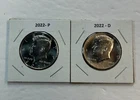2022 P & D UNC Clad Kennedy Half Dollar Set in CB Flips -Free Shipping